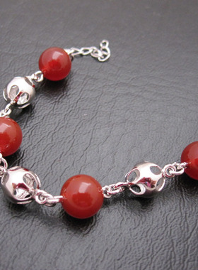中秋礼物本命年诗美琪925银红玛瑙中国红喜乐年华手链
