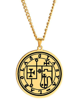 所罗门之匙25-36号恶魔封印不锈钢炉内镀真金七十二柱项链护身符