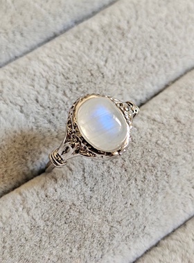 男女镀银复古天然原石月光可调节