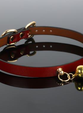 Puppy*高端皮质爱心choker铃铛项圈女颈链小众脖圈女k9牵引套装