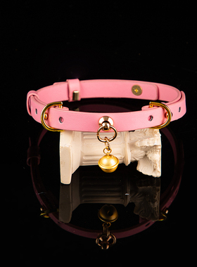 puppy真皮项圈女M颈圈颈带925纯银铃铛choker情侣刻字定制k9脖圈