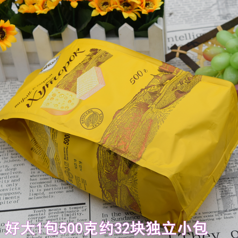 俄罗斯进口阿孔特奶酪芝士味威化饼干小农庄500g网红儿童休闲零食