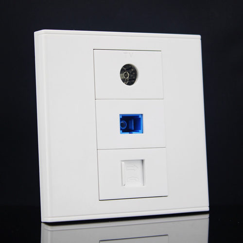 86型电话光纤电视墙壁插座面板 RJ11电话+SC光纤直插+TV有线电视 - 图1