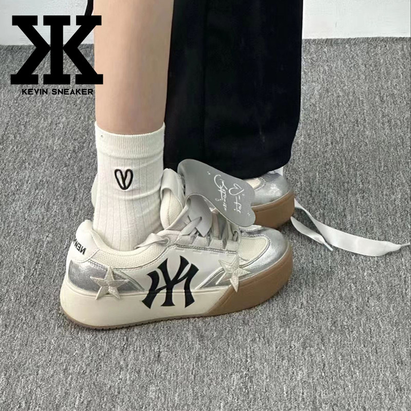 球鞋定制MLB洛杉矶道奇队“白月光”银雾公主板鞋男女同款银色,淘宝优惠券,粉丝福利购,淘宝优惠卷