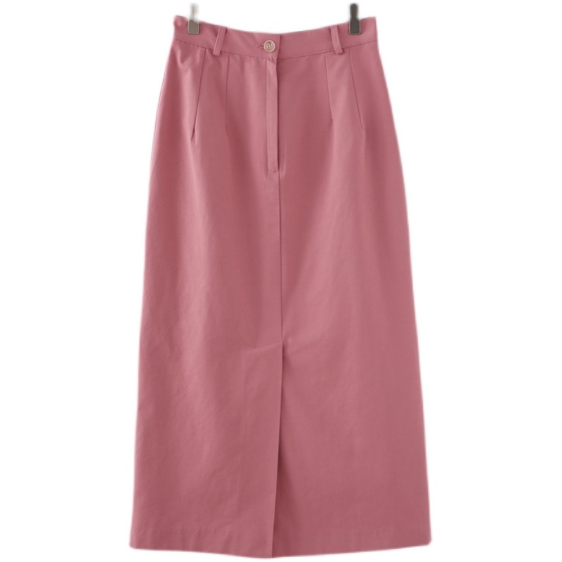 粉色开叉半身裙女中长款2024年新款春季高腰包臀裙工装气质一步裙 - 图3