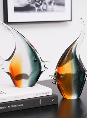 招财鱼抽象热带鱼琉璃摆件简约