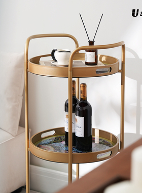 轻奢巴洛克家用三层边柜置物架