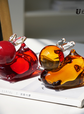 金兔送福琉璃兔子摆件客厅装饰品