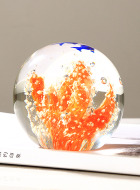 珊瑚琉璃混彩球摆件样板房艺术品