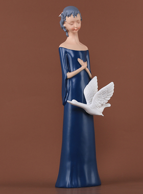 思念女孩可爱摆件天鹅客厅儿童房样板间I装饰少女摆设生日礼物轻