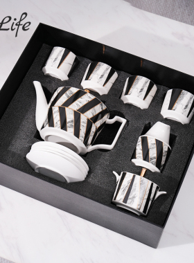 清仓陶瓷咖啡杯碟套装骨瓷下午茶样板房售楼处会所茶几装饰礼盒装