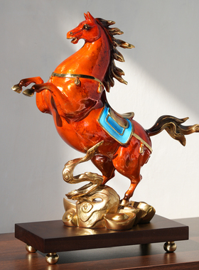 跃马腾飞纯铜马招财摆件客厅书房
