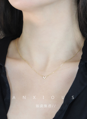 贩卖焦虑小巧细闪爱心项链纯银