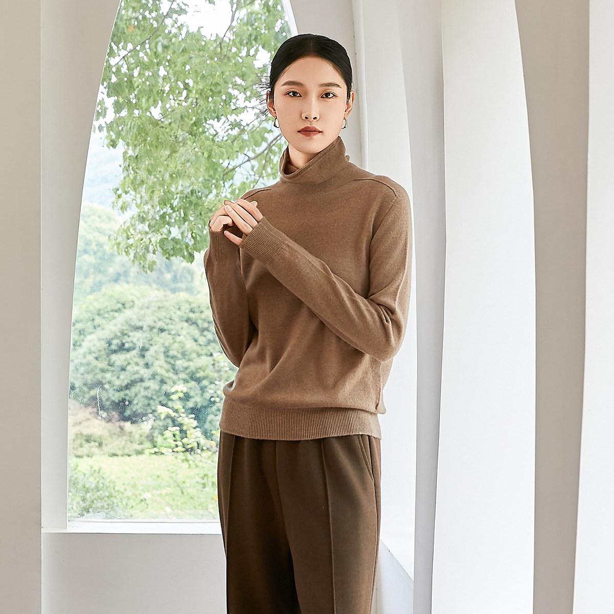 【商场同款】Smen诗萌100%绵羊毛高领羊毛衫女针织衫2025冬季毛衣,淘宝优惠券,粉丝福利购,淘宝优惠卷