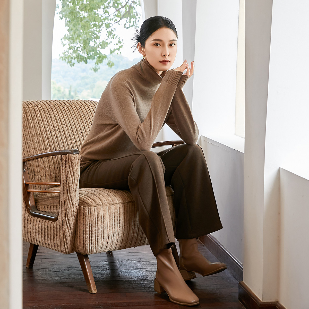 【商场同款】Smen诗萌100%绵羊毛高领羊毛衫女针织衫2025冬季毛衣,淘宝优惠券,粉丝福利购,淘宝优惠卷