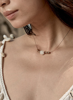 超细链条项链天然石无性别