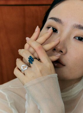【周震南同款】自然论串珠戒指天然石宝石手工戒指小众高级感