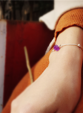 仲夏至紫嫣天然紫水晶女古风手绳