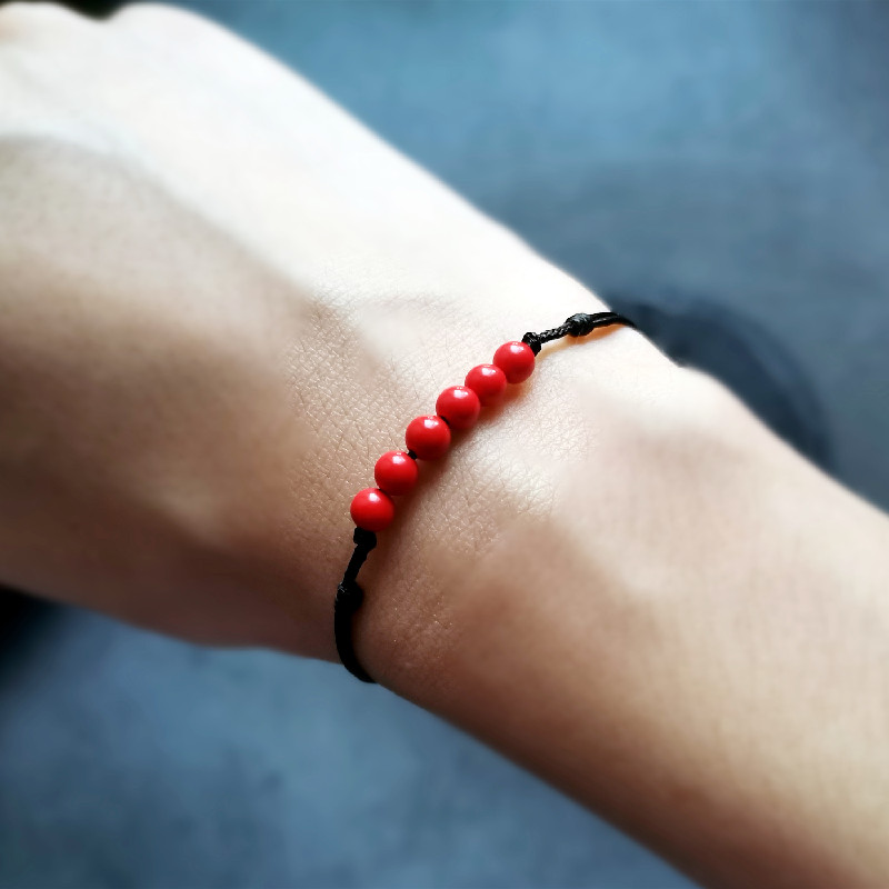 红豆 文艺红朱砂石平安相思豆简约细小富贵思念男女情侣编织手绳,淘宝优惠券,粉丝福利购,淘宝优惠卷