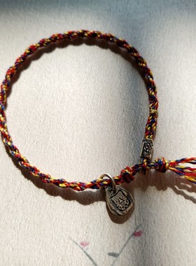 做旧银扎基拉姆银吊牌藏式手绳