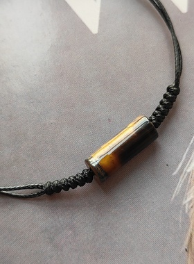 原创黄虎眼天然绿水草玛瑙石手绳