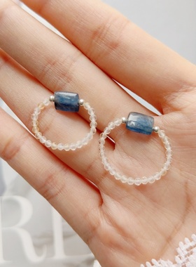 清新海蓝蓝晶石弹力戒圈指/指环