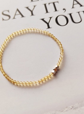 天然黄水晶石细小手链女气质简约