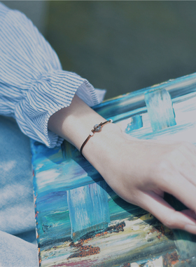 文艺灰月光蓝光编织低调手绳