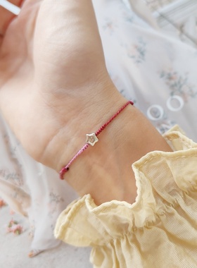 彩虹色治愈纯银小星星手绳