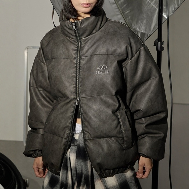 日本代购 Snap club / MONO-MART 刺绣立领中棉皮夹克 UBjk1304 - 图0