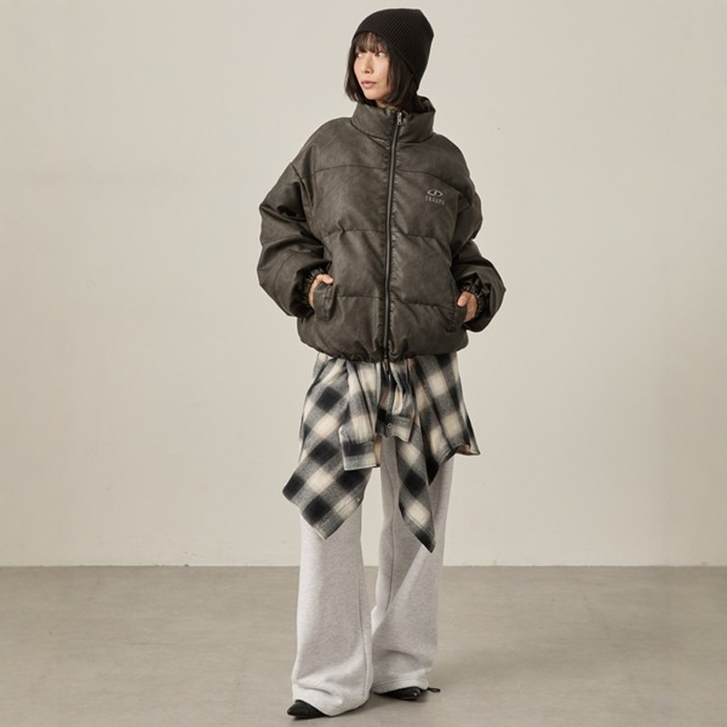 日本代购 Snap club / MONO-MART 刺绣立领中棉皮夹克 UBjk1304 - 图2