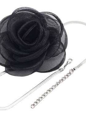 山茶花朵蛇骨项链女锁骨链