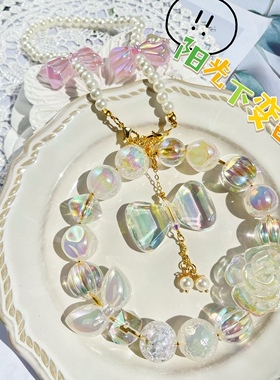 可定制温度系列sp车载挂件晶晶琉璃月亮车挂人鱼姬珠珠高透高货珠