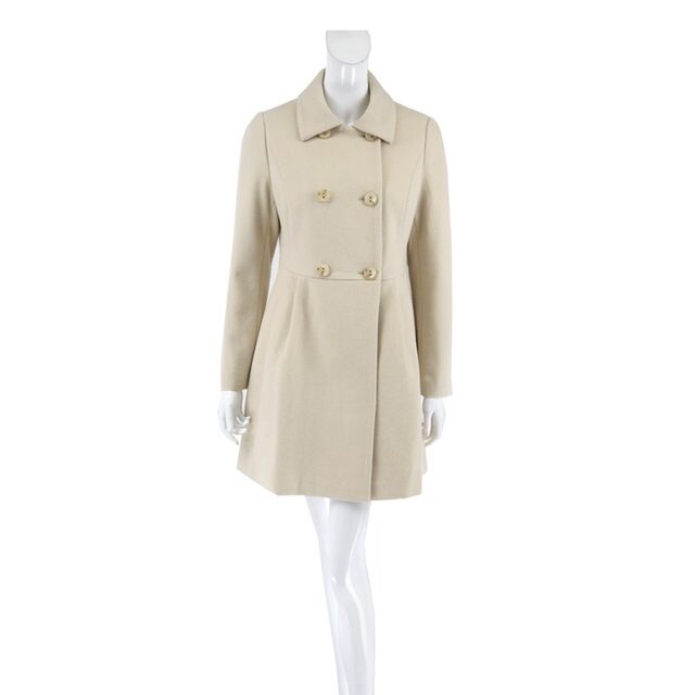 蕾DOW 正品 翻领双排扣中长款OL女冬春羊毛兔毛呢大衣 L5WC68005