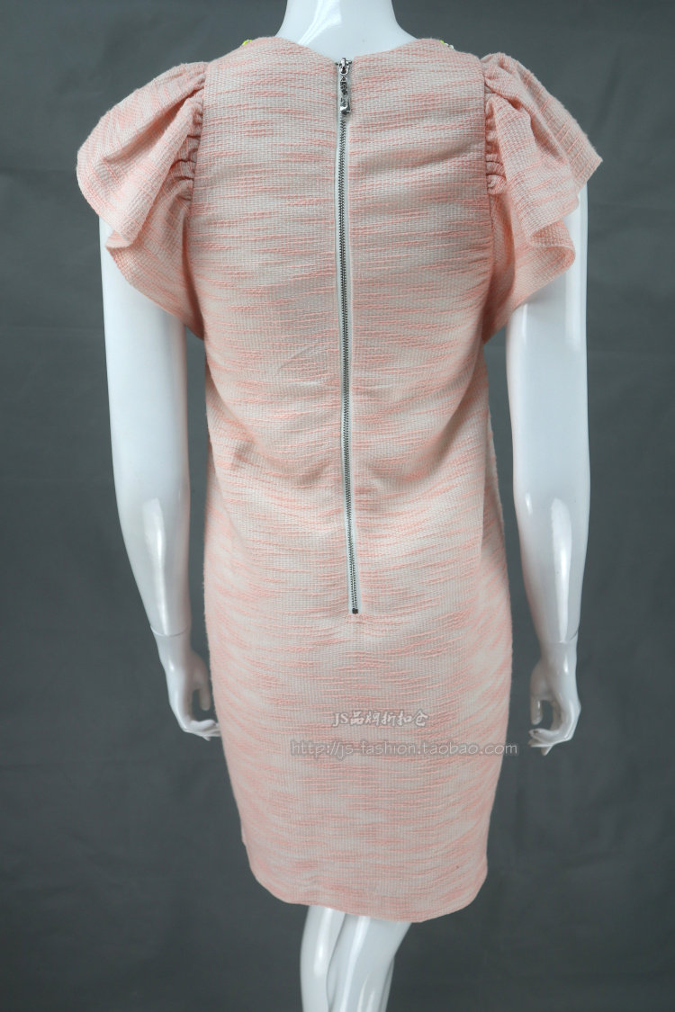 新!JH风 折扣促销 镶钻女春夏飞飞袖甜美提花减龄连衣裙8105LC180