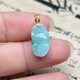 Longciyuan A-grade sun green jadeite 18K gold calf pendant