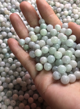 隆慈缘翡翠Ａ货缅甸玉3.5-8mm-10mm散珠混批翡翠Ａ货玉珠子圆珠