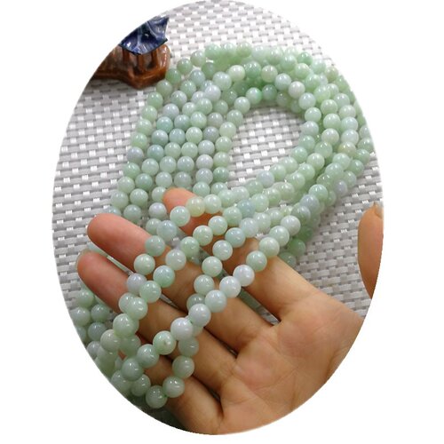 源头直发翡翠A货原矿7MM8MM9mm108颗多圈佛珠手链吊坠链毛衣链-图3