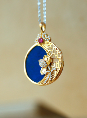 情侣男女925纯银镀银项坠青金石