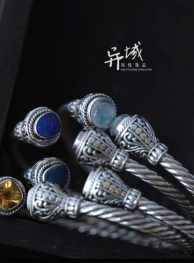 祈祷纯银小众设计风黄水晶手镯