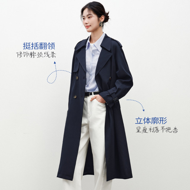 Yixiangliying ບໍ່ມີທາດເຫຼັກ windbreaker ຕ້ານ wrinkle ສໍາລັບແມ່ຍິງຄວາມຍາວກາງ