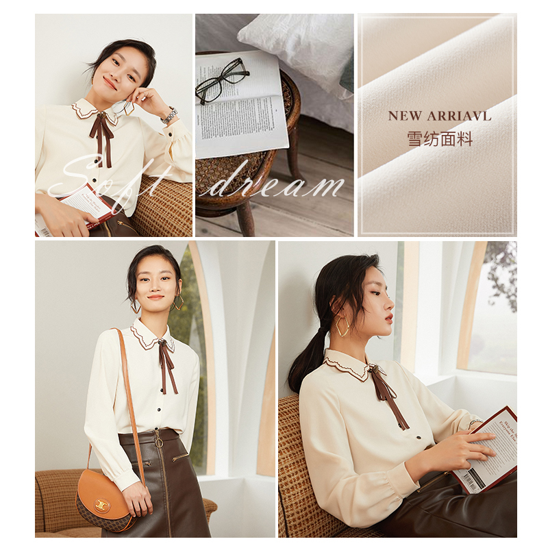 系带雪纺女衣香丽影2021年新款衬衫 衣香丽影衬衫