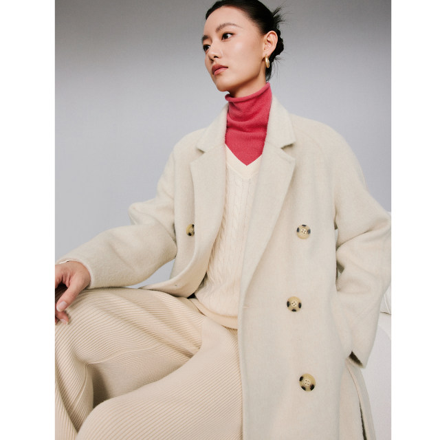 【骆驼绒】真丝羊毛大衣女衣香丽影2025年冬新款长款双面呢子外套