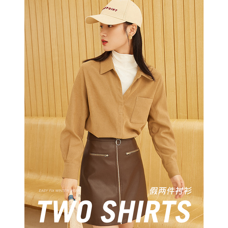 假两件女衣香丽影2021年冬装衬衫 衣香丽影衬衫