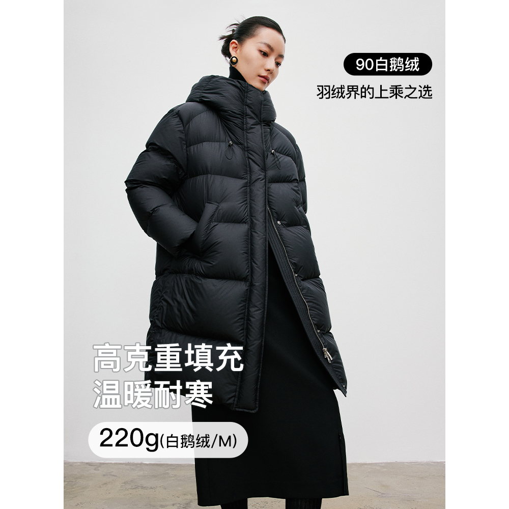 鹅绒羽绒服女中长款2023冬季新款今年流行高级感连帽爆款外套-图0