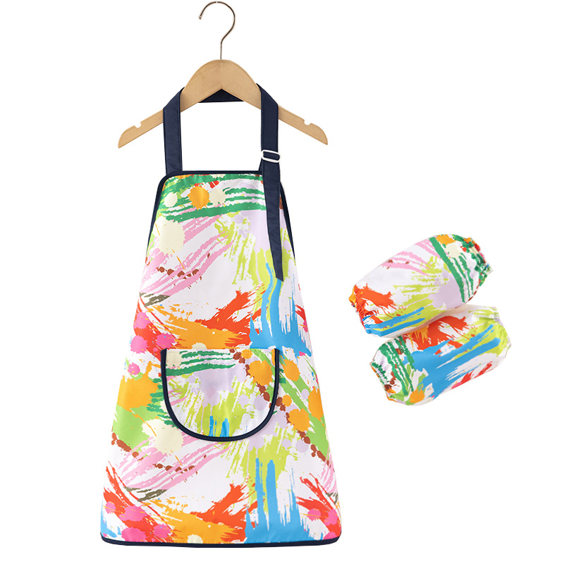 Children's painting apron, kindergarten painting art long-sleeved waterproof reverse wear boy and girl baby smock eating bib