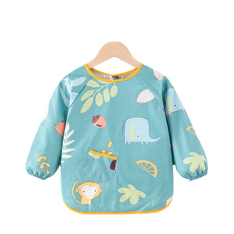 Children's coveralls, baby eating clothes, bibs, rice pockets, waterproof and anti-dirty aprons for babies, spring and autumn kindergarten, reverse dressing
