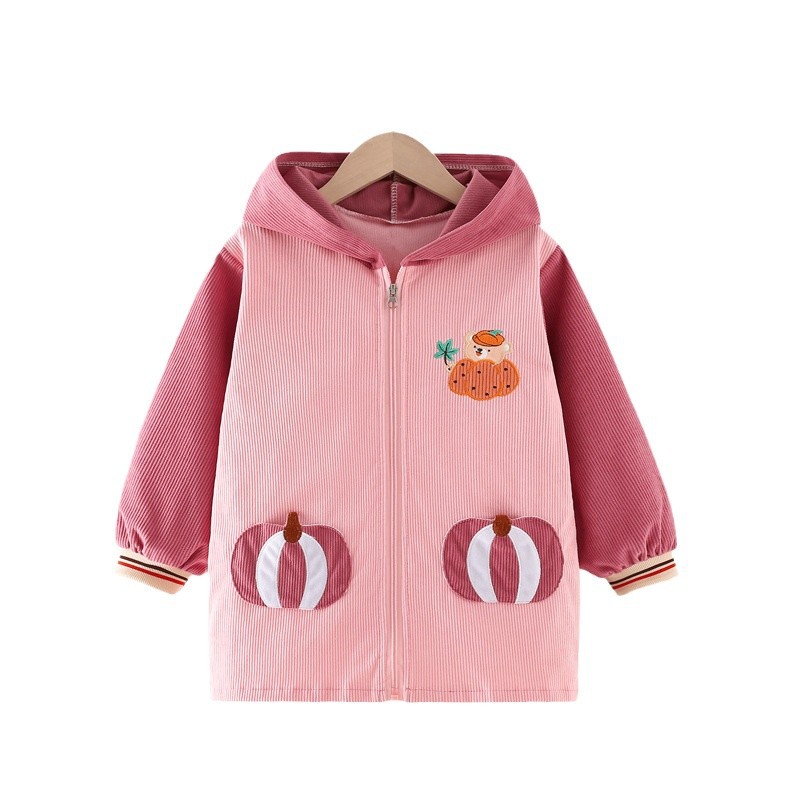 Corduroy baby eating bib girl long-sleeved children's smock kindergarten meal bib boy painting clothes apron