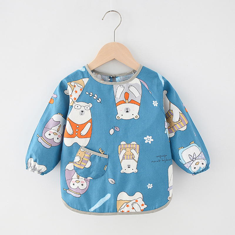 Children's coveralls, baby eating clothes, bibs, rice pockets, waterproof and anti-dirty aprons for babies, spring and autumn kindergarten, reverse dressing