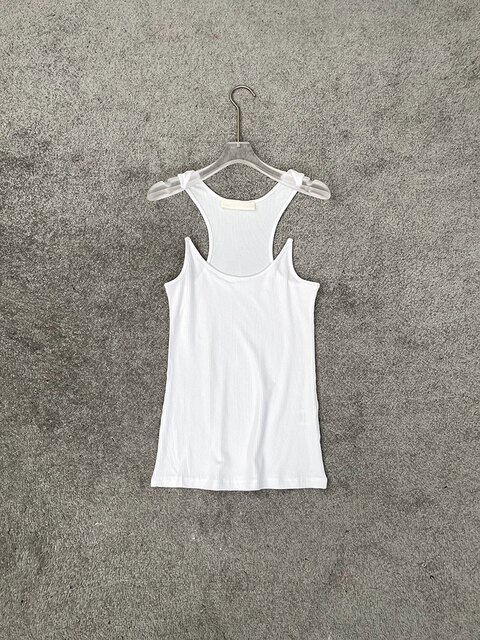 Hot model 2023 Summer invisible fish line sexy slim vest sling niche design simple visual dislocation